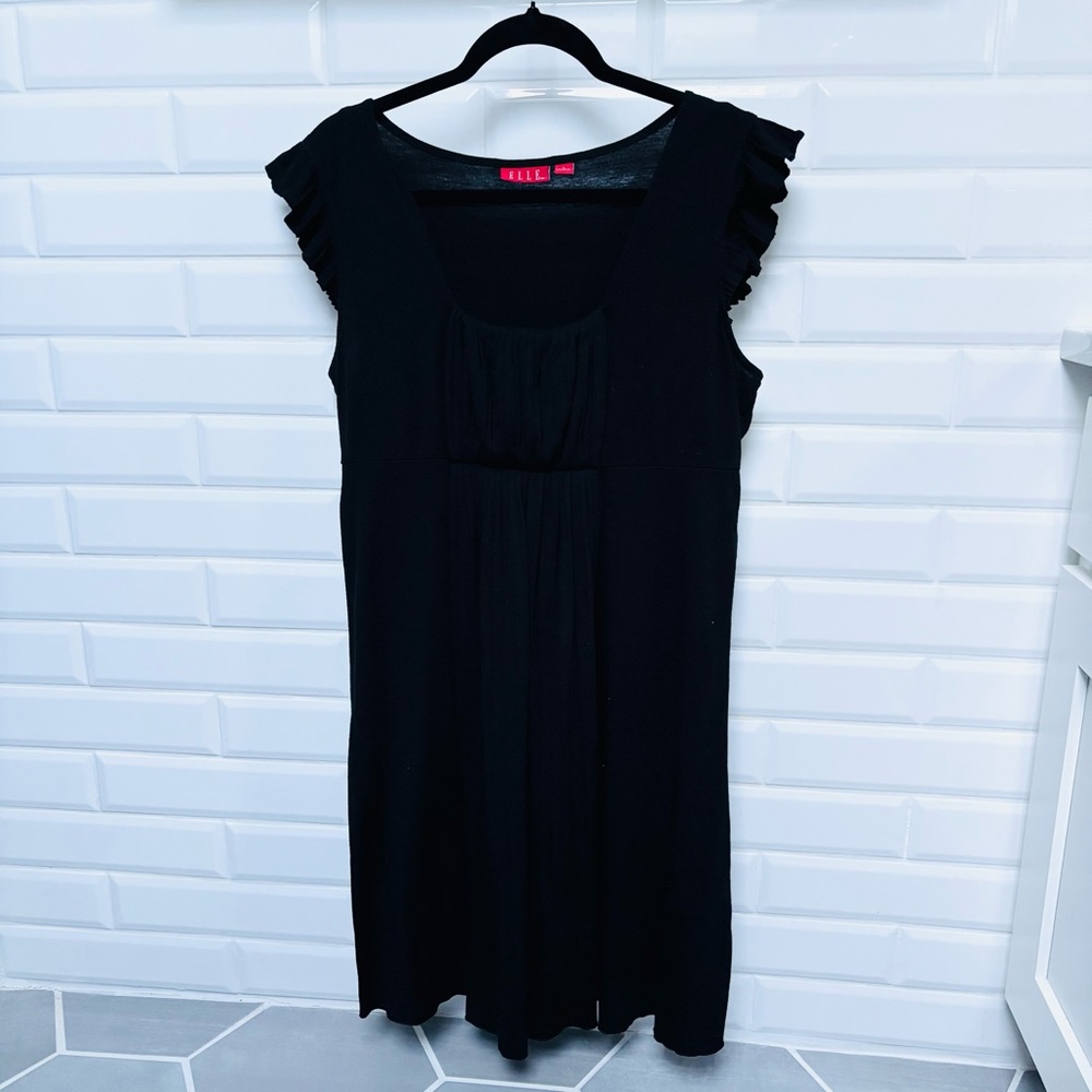Women’s Large Elle Black Ruffle Detailed Midi Dress